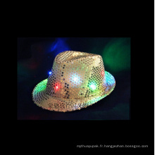 LED Flashing Fedora Paillettes Chapeau Neon Couleur